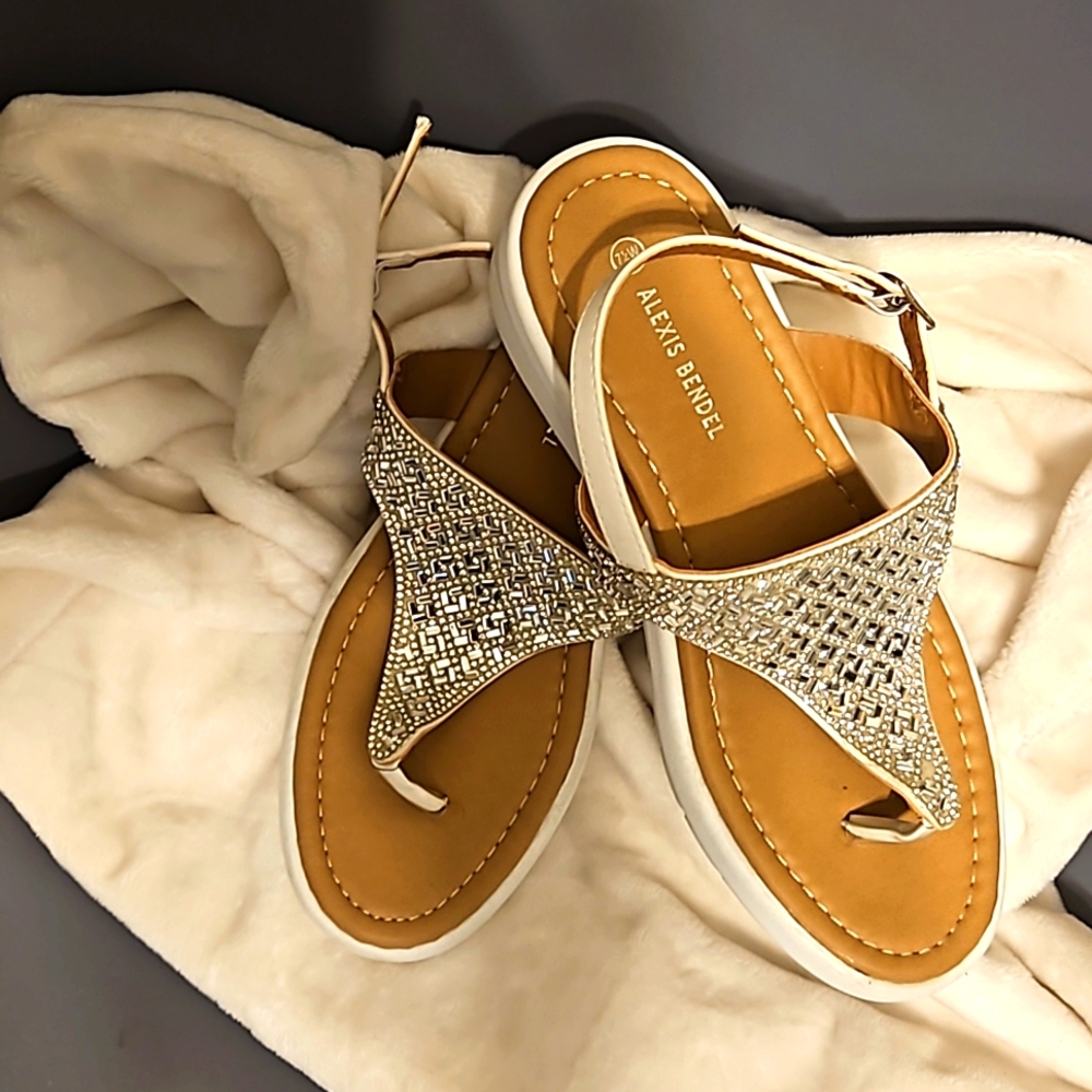 Shiny silver sandals size 7.5 W